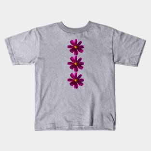 Dark Pink Cosmos Three Flowers Floral Photo Kids T-Shirt